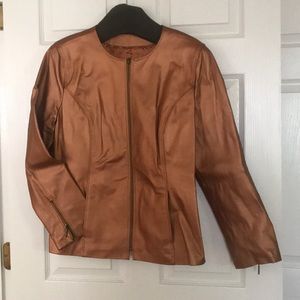Copper leather jacket